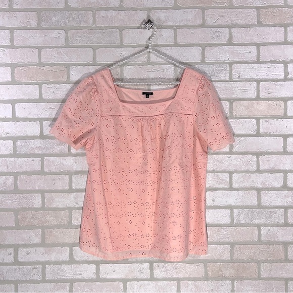 Talbots Eyelet Square Neck Top in Caspian Pink Size XL - Picture 3 of 8